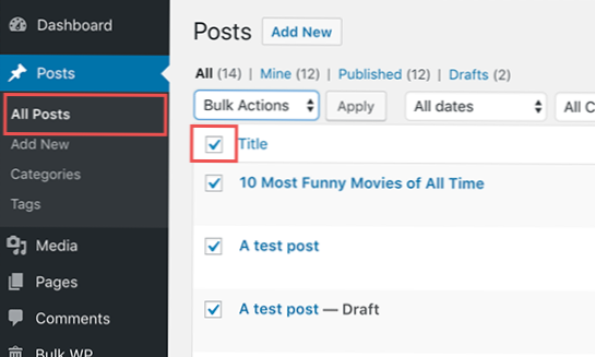 smazat funkčnost wordpress