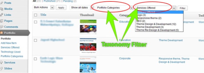 Filtro para a página da lista de postagens personalizadas