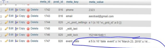 Get or set values in post meta