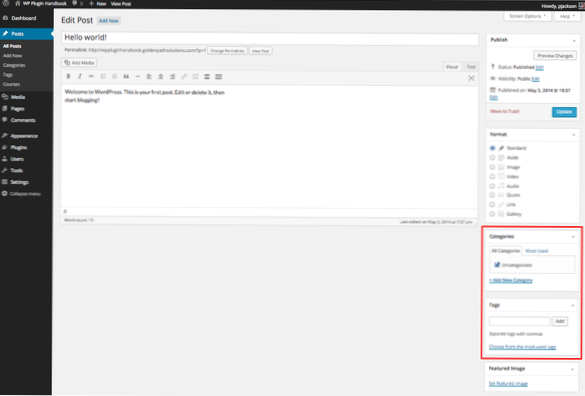 Obtenha o nome das tags na taxonomia personalizada no wordpress