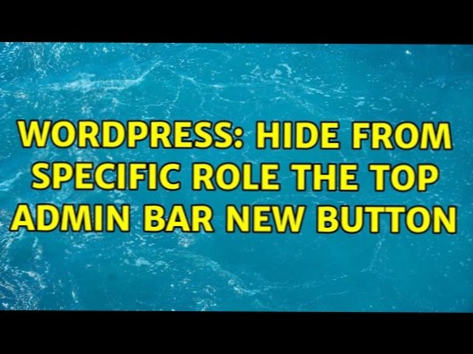 Blenden Sie die neue Schaltfläche in der oberen Admin-Leiste vor einer bestimmten Rolle aus