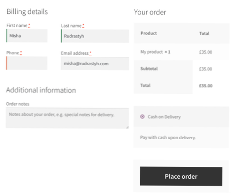 Comment puis-je convertir les champs de paiement woocommerce en majuscules