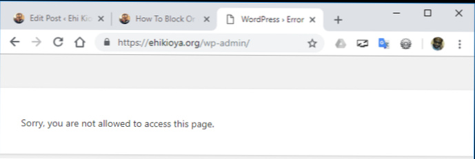 How can I fix, Sorry, you are not allowed to access this page. I have tried the usual
