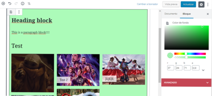 Comment puis-je avoir une couleur d'arrière-plan commune sur plusieurs blocs WordPress?