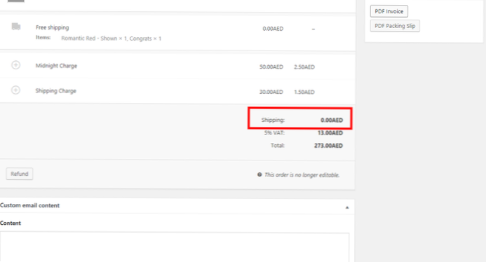Jak odstraním zásilku ze stránky woocommerce thankyou a z e-mailu