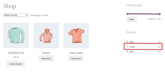 Comment définir la variation après le filtre dans WooCommerce?