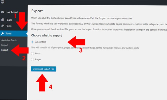 How to assign name the WordPress export.xml file