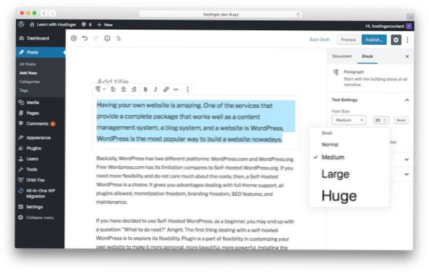 How to change the width of certain paragraph or header blocks?