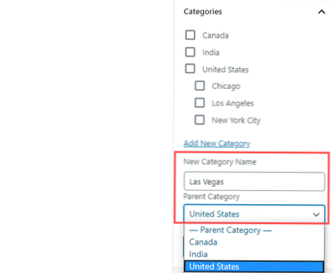 Sådan oprettes siden til underordnet kategori fra bunden ved wordpress?