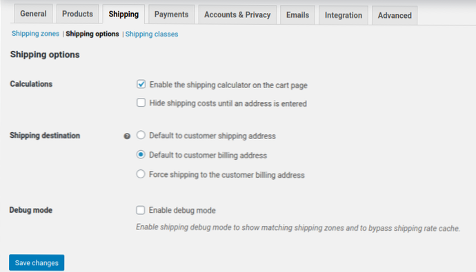 Cómo personalizar la región / estados de envío en WooCommerce