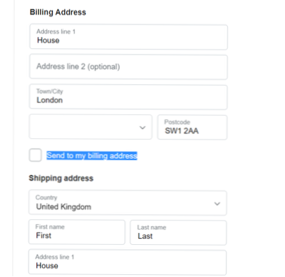 Sådan tvinges Woocommerce til at levere produktet til den PayPal-adresse, der blev brugt?