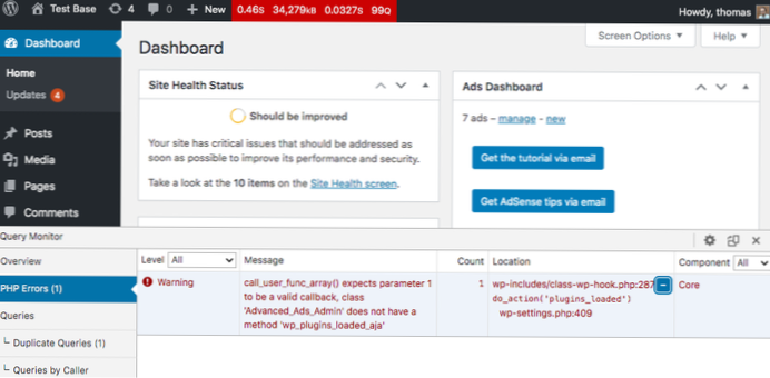 How to identify which php file a plugin is using on page load?