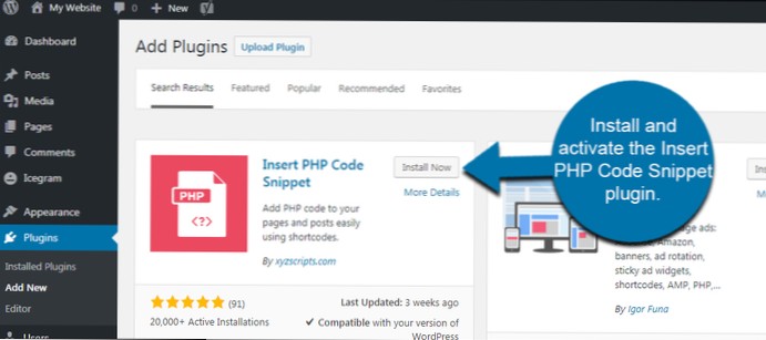 HOW TO Insert Existing PHP Code to WOrdPress