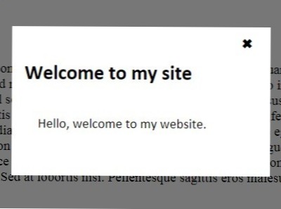 Cómo mostrar la ventana emergente de jquery solo en una página o una vez?