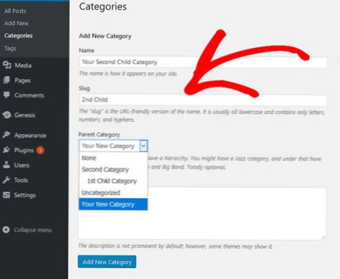 Incluir a “categoria” de uma página em seu URL
