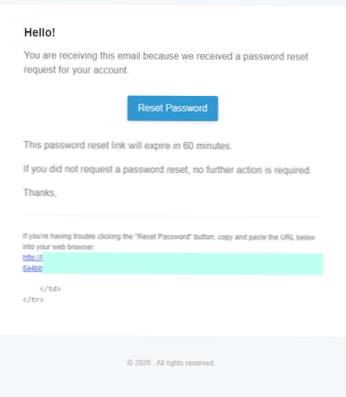 link per la reimpostazione della password inviato come HTTP?