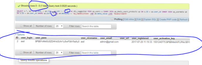 Interrogare wpdb usando PHP