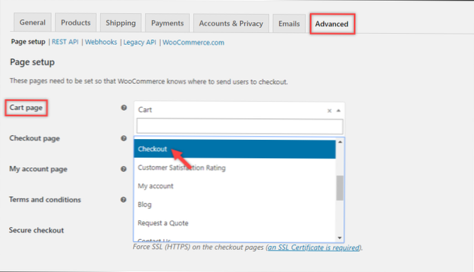 Reindirizza il checkout di WooCommerce al carrello