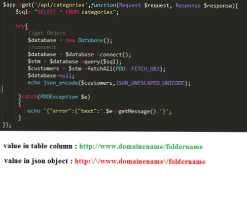 Odebrat řídicí znaky z řetězce JSON staženého z databáze