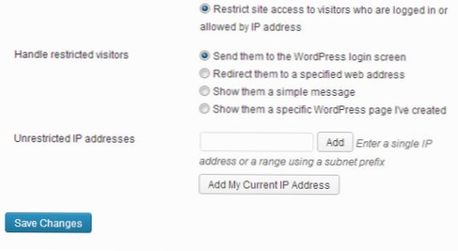 Restreindre l'accès wordpress aux utilisateurs connectés uniquement
