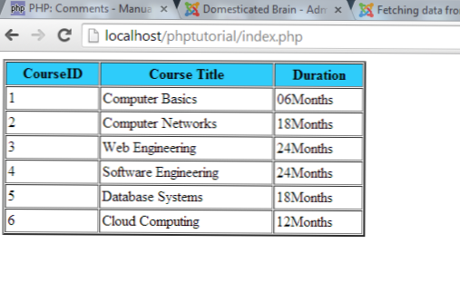 Retrieving and Displaying Data From a Table
