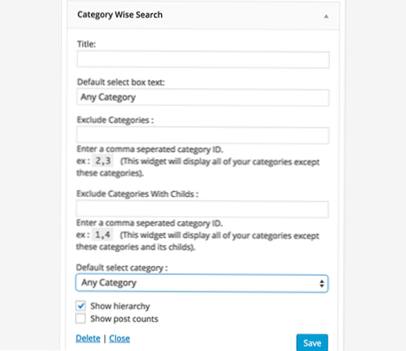 Search for categories