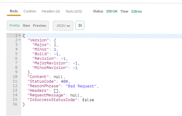 Impostazioni serializzate in rest api