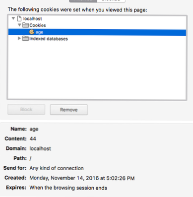 configurar cookies solo en determinadas páginas
