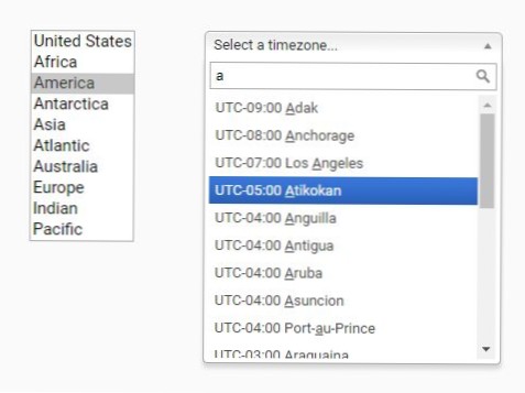 Timezone dropdown in form
