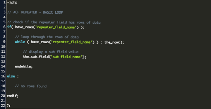 Utiliser la condition modulo dans le répéteur ACF