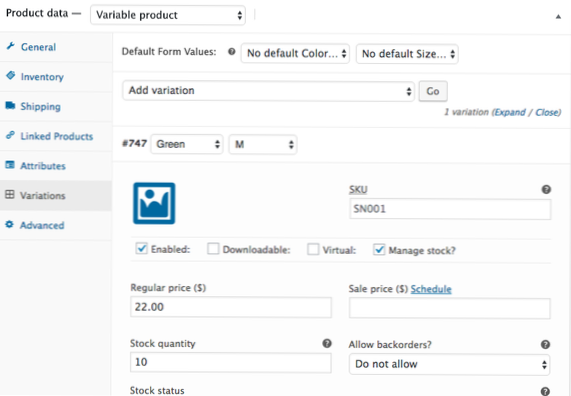 Nazwa odmiany w $product->get_name()