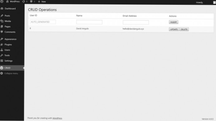 Where to write custom code (CRUD) in WordPress