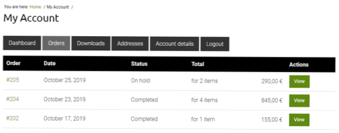 Woocommerce brugerdefinerede slutpunkter