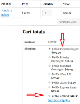 WooCommerce obtiene la tarifa de envío predeterminada