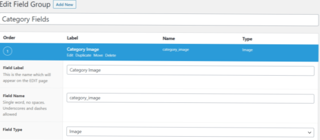 Categoria WordPress adicionar campo de imagem