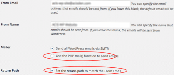 Wordpress-e-mail kunne ikke sendes