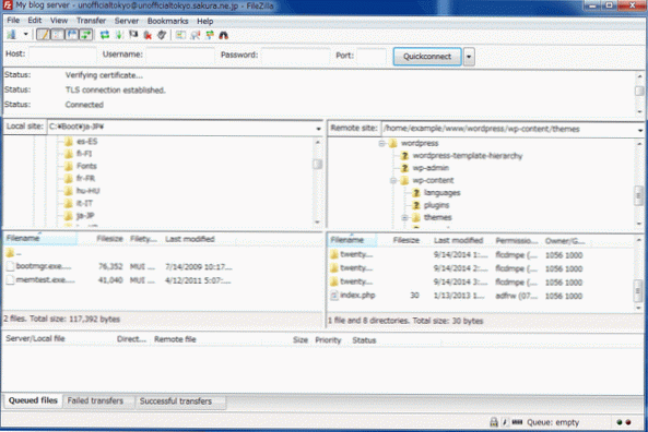 Wordpress Login nie odpowiada po użyciu Filezilli do przesłania moich plików na serwer
