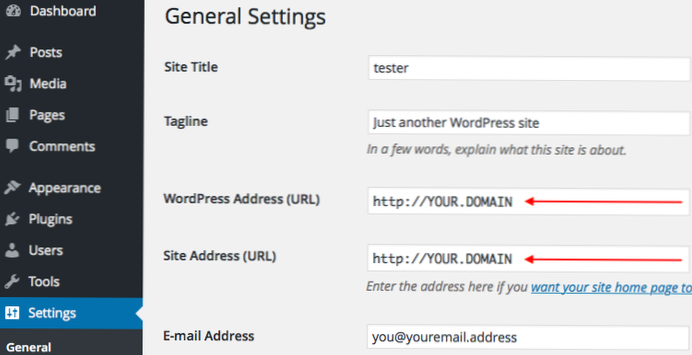 WordPress viser IP-adresse i stedet for domene