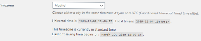 Wordpress UTC timezone is wrong