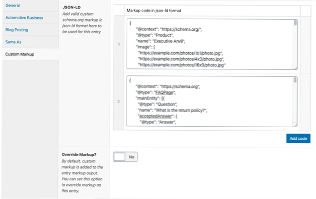 Ajouter un schéma personnalisé à publier