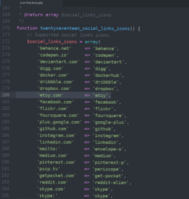 Agregue íconos SVG personalizados al MENÚ de íconos sociales en WordPress Twenty Seventeen Child Theme