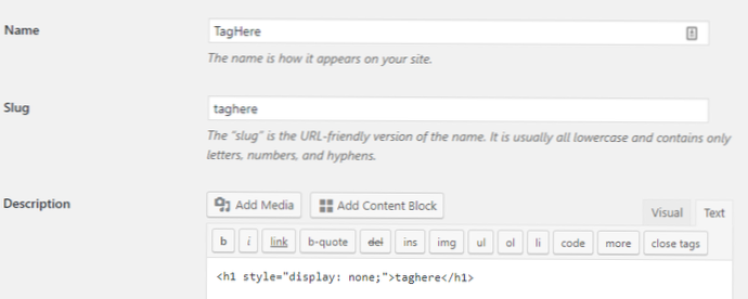 Adding a H1 Tag to Post Tags automatically, but hide the tag? (Same for Category)