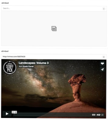 Champs personnalisés avancés oEmbed largeur et hauteur de la vidéo