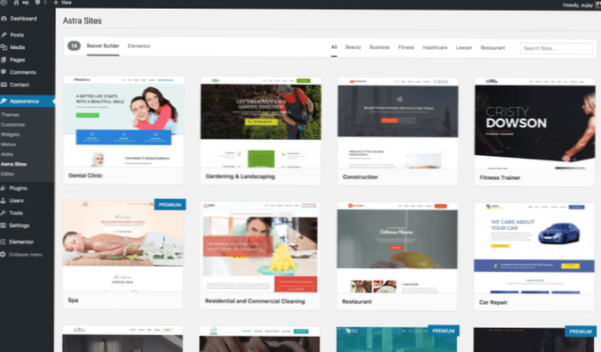 Il sito Astra non sta importando