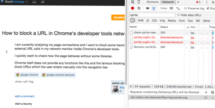 Bloquer une demande d'url spécifique