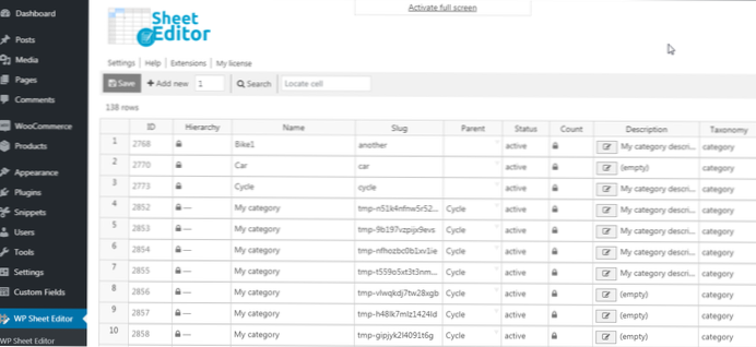 Modifica in blocco per tassonomia personalizzata
