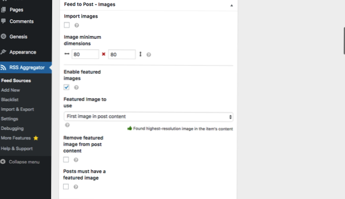 Puis-je ajouter l'image de la publication à un flux RSS spécifique?