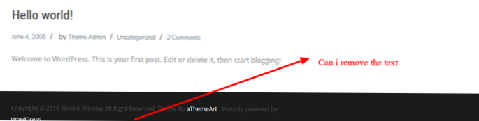 Puis-je supprimer le texte de copyright wordpress.thème de l'organisation