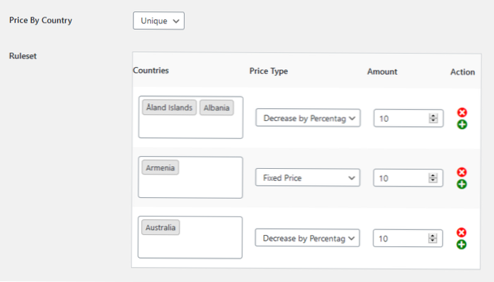 Modifica il prezzo del prodotto WooCommerce in base alla categoria e al paese IP GEO
