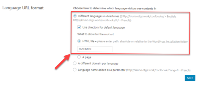 Změna vyhledávací adresy URL podle jazyka
